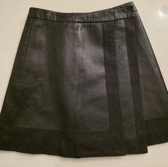 AllSaints Melina Black Leather Mini Skirt Size US 6